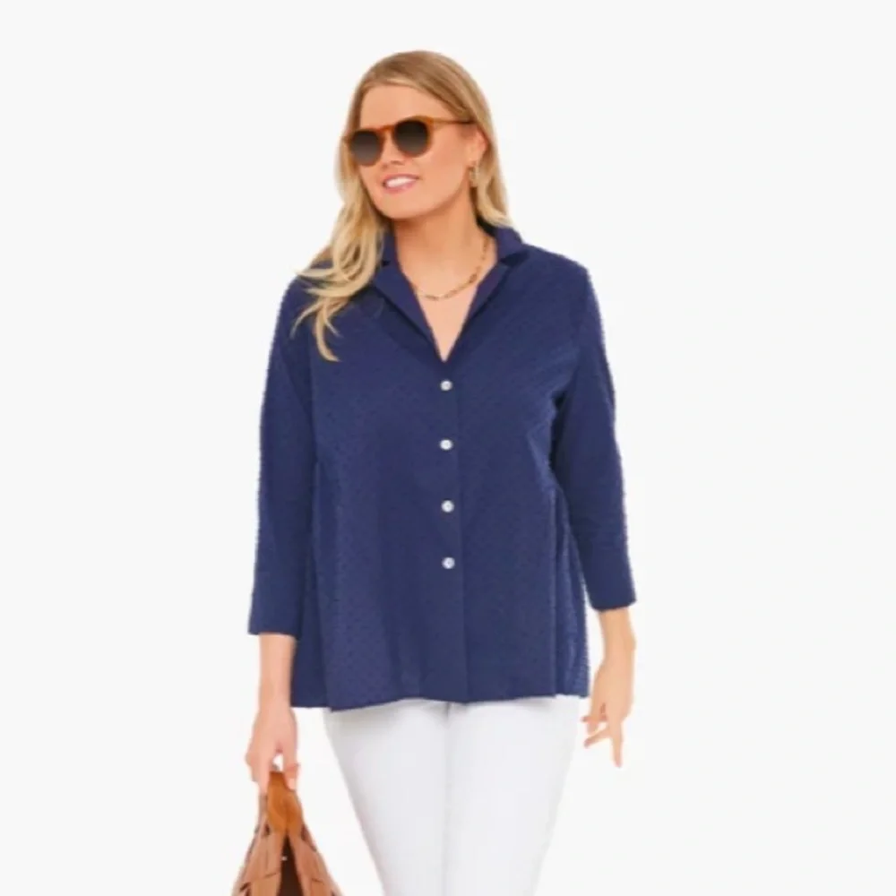 **Last One! Small** Navy Swiss Dot Scarlett Button Down
POMANDER PLACE - Picture 6 of 8